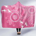 Australia Breast Cancer Awareness Hooded Blanket Pink Ribbon Manta Ray Aboriginal Art - Aussie Hoodie