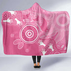 Australia Breast Cancer Awareness Hooded Blanket Pink Ribbon Manta Ray Aboriginal Art - Aussie Hoodie
