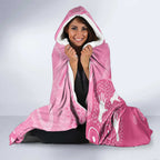 Australia Breast Cancer Awareness Hooded Blanket Pink Ribbon Manta Ray Aboriginal Art - Aussie Hoodie