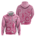 Australia Breast Cancer Awareness Hoodie Pink Ribbon Manta Ray Aboriginal Art - Aussie Hoodie