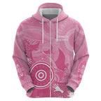 Australia Breast Cancer Awareness Hoodie Pink Ribbon Manta Ray Aboriginal Art - Aussie Hoodie
