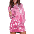 Australia Breast Cancer Awareness Hoodie Dress Pink Ribbon Manta Ray Aboriginal Art - Aussie Hoodie