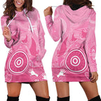 Australia Breast Cancer Awareness Hoodie Dress Pink Ribbon Manta Ray Aboriginal Art - Aussie Hoodie