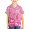 Australia Breast Cancer Awareness Kid Hawaiian Shirt Pink Ribbon Manta Ray Aboriginal Art - Aussie Hoodie