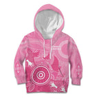 Australia Breast Cancer Awareness Kid Hoodie Pink Ribbon Manta Ray Aboriginal Art - Aussie Hoodie