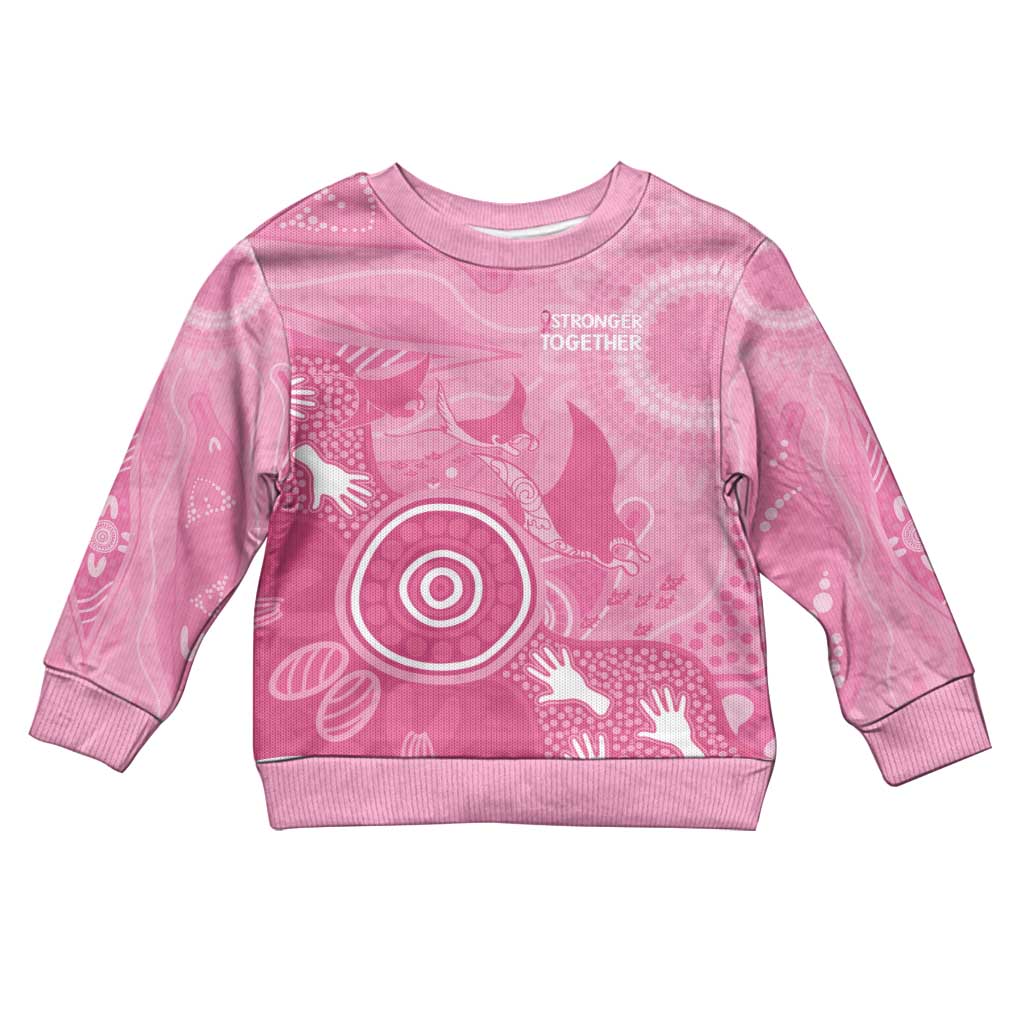Australia Breast Cancer Awareness Kid Ugly Christmas Sweater Pink Ribbon Manta Ray Aboriginal Art - Aussie Hoodie