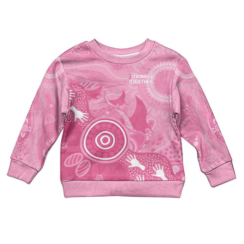 Australia Breast Cancer Awareness Kid Ugly Christmas Sweater Pink Ribbon Manta Ray Aboriginal Art - Aussie Hoodie