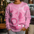 Australia Breast Cancer Awareness Kid Ugly Christmas Sweater Pink Ribbon Manta Ray Aboriginal Art - Aussie Hoodie