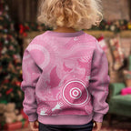 Australia Breast Cancer Awareness Kid Ugly Christmas Sweater Pink Ribbon Manta Ray Aboriginal Art - Aussie Hoodie