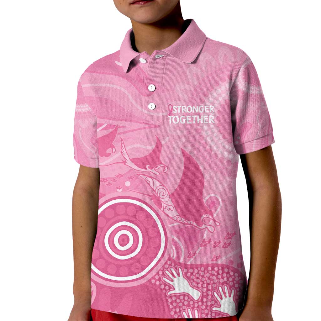 Australia Breast Cancer Awareness Kid Polo Shirt Pink Ribbon Manta Ray Aboriginal Art - Aussie Hoodie