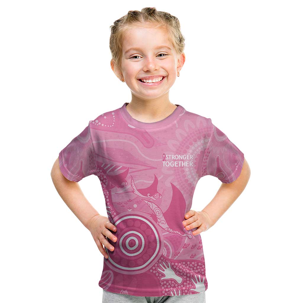 Australia Breast Cancer Awareness Kid T Shirt Pink Ribbon Manta Ray Aboriginal Art - Aussie Hoodie
