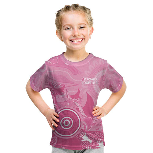 Australia Breast Cancer Awareness Kid T Shirt Pink Ribbon Manta Ray Aboriginal Art - Aussie Hoodie