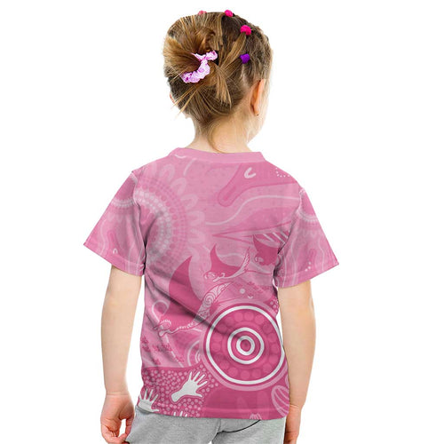 Australia Breast Cancer Awareness Kid T Shirt Pink Ribbon Manta Ray Aboriginal Art - Aussie Hoodie