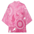 Australia Breast Cancer Awareness Kimono Pink Ribbon Manta Ray Aboriginal Art - Aussie Hoodie