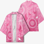 Australia Breast Cancer Awareness Kimono Pink Ribbon Manta Ray Aboriginal Art - Aussie Hoodie