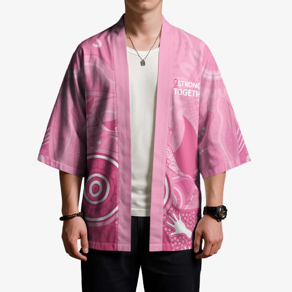 Australia Breast Cancer Awareness Kimono Pink Ribbon Manta Ray Aboriginal Art - Aussie Hoodie
