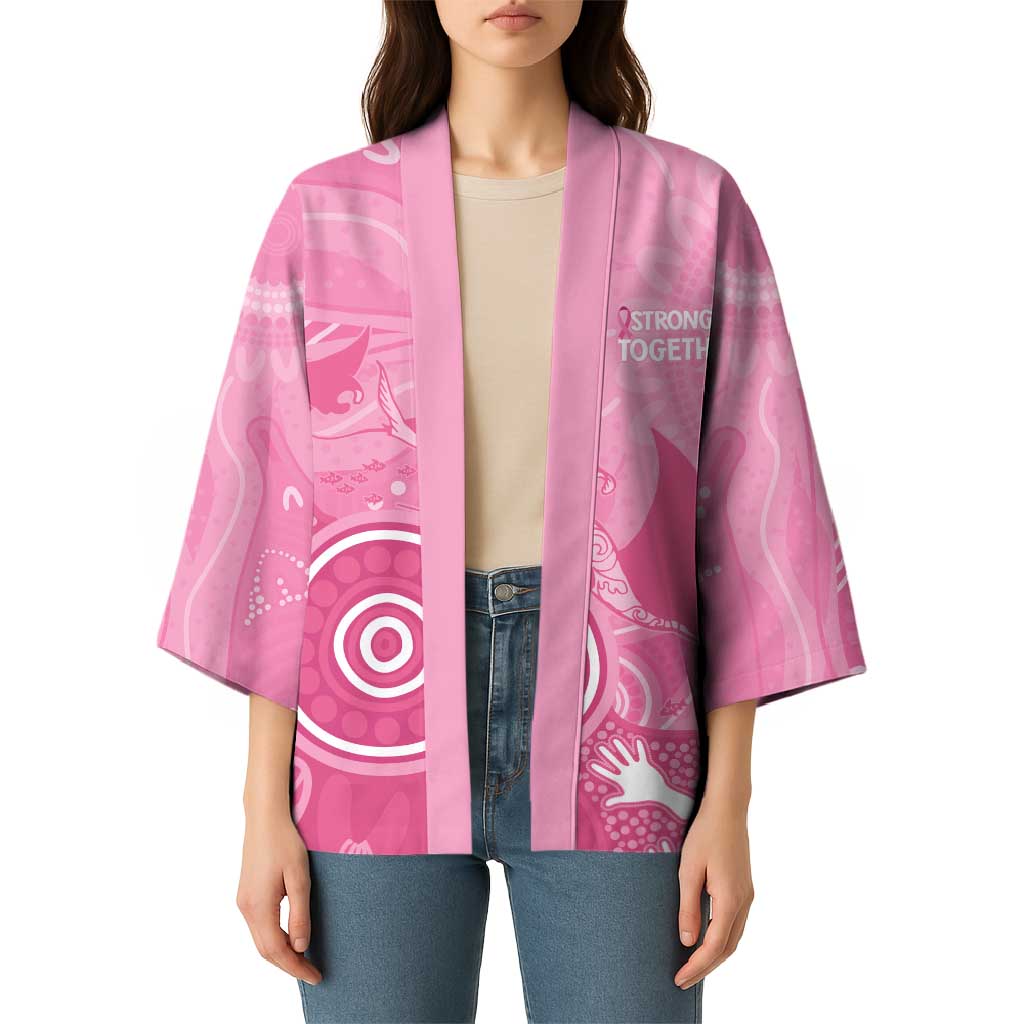 Australia Breast Cancer Awareness Kimono Pink Ribbon Manta Ray Aboriginal Art - Aussie Hoodie