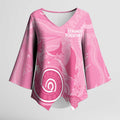 Australia Breast Cancer Awareness Kimono Sleeve Blouse Pink Ribbon Manta Ray Aboriginal Art - Aussie Hoodie