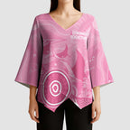 Australia Breast Cancer Awareness Kimono Sleeve Blouse Pink Ribbon Manta Ray Aboriginal Art - Aussie Hoodie