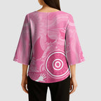 Australia Breast Cancer Awareness Kimono Sleeve Blouse Pink Ribbon Manta Ray Aboriginal Art - Aussie Hoodie