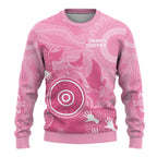 Australia Breast Cancer Awareness Ugly Christmas Sweater Pink Ribbon Manta Ray Aboriginal Art - Aussie Hoodie