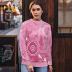 Australia Breast Cancer Awareness Ugly Christmas Sweater Pink Ribbon Manta Ray Aboriginal Art - Aussie Hoodie