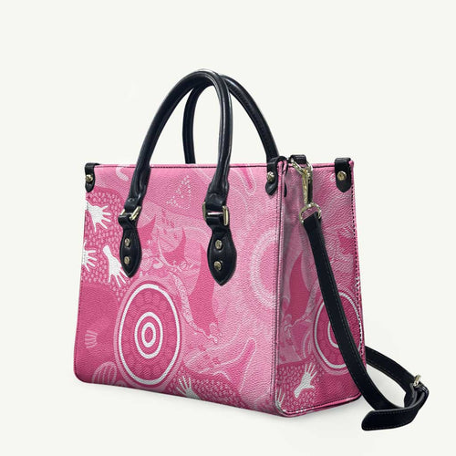 Australia Breast Cancer Awareness Leather Bag Pink Ribbon Manta Ray Aboriginal Art - Aussie Hoodie