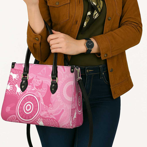 Australia Breast Cancer Awareness Leather Bag Pink Ribbon Manta Ray Aboriginal Art - Aussie Hoodie