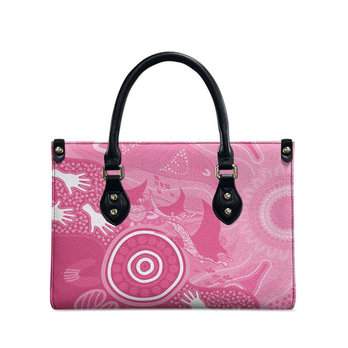 Australia Breast Cancer Awareness Leather Bag Pink Ribbon Manta Ray Aboriginal Art - Aussie Hoodie