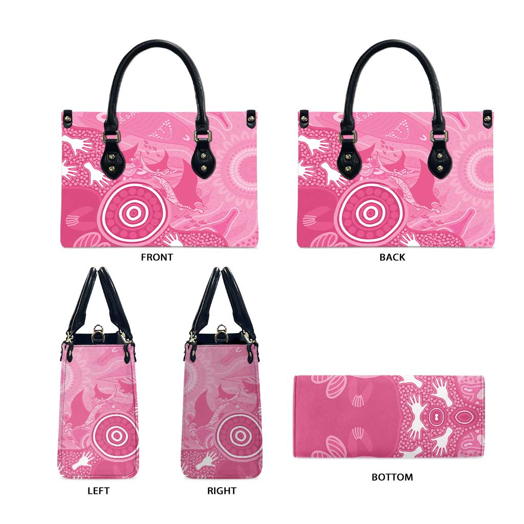 Australia Breast Cancer Awareness Leather Bag Pink Ribbon Manta Ray Aboriginal Art - Aussie Hoodie
