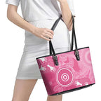 Australia Breast Cancer Awareness Leather Tote Bag Pink Ribbon Manta Ray Aboriginal Art - Aussie Hoodie