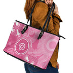 Australia Breast Cancer Awareness Leather Tote Bag Pink Ribbon Manta Ray Aboriginal Art - Aussie Hoodie