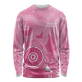 Australia Breast Cancer Awareness Long Sleeve Shirt Pink Ribbon Manta Ray Aboriginal Art - Aussie Hoodie