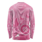 Australia Breast Cancer Awareness Long Sleeve Shirt Pink Ribbon Manta Ray Aboriginal Art - Aussie Hoodie