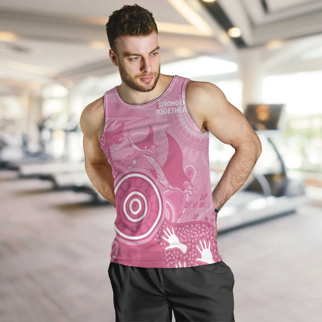 Australia Breast Cancer Awareness Men Tank Top Pink Ribbon Manta Ray Aboriginal Art - Aussie Hoodie