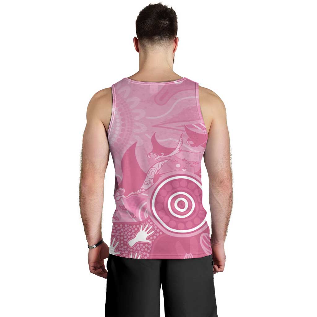 Australia Breast Cancer Awareness Men Tank Top Pink Ribbon Manta Ray Aboriginal Art - Aussie Hoodie