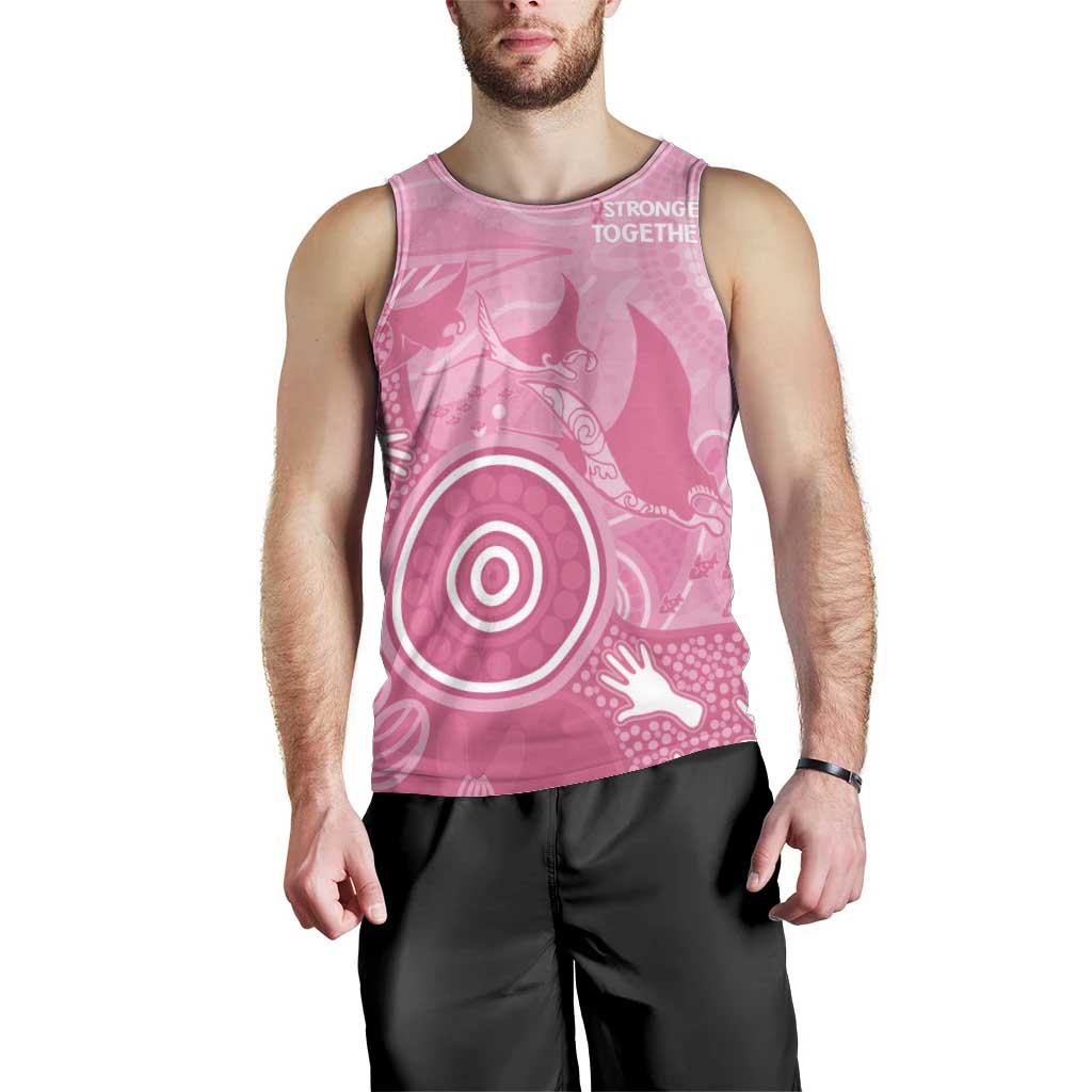 Australia Breast Cancer Awareness Men Tank Top Pink Ribbon Manta Ray Aboriginal Art - Aussie Hoodie