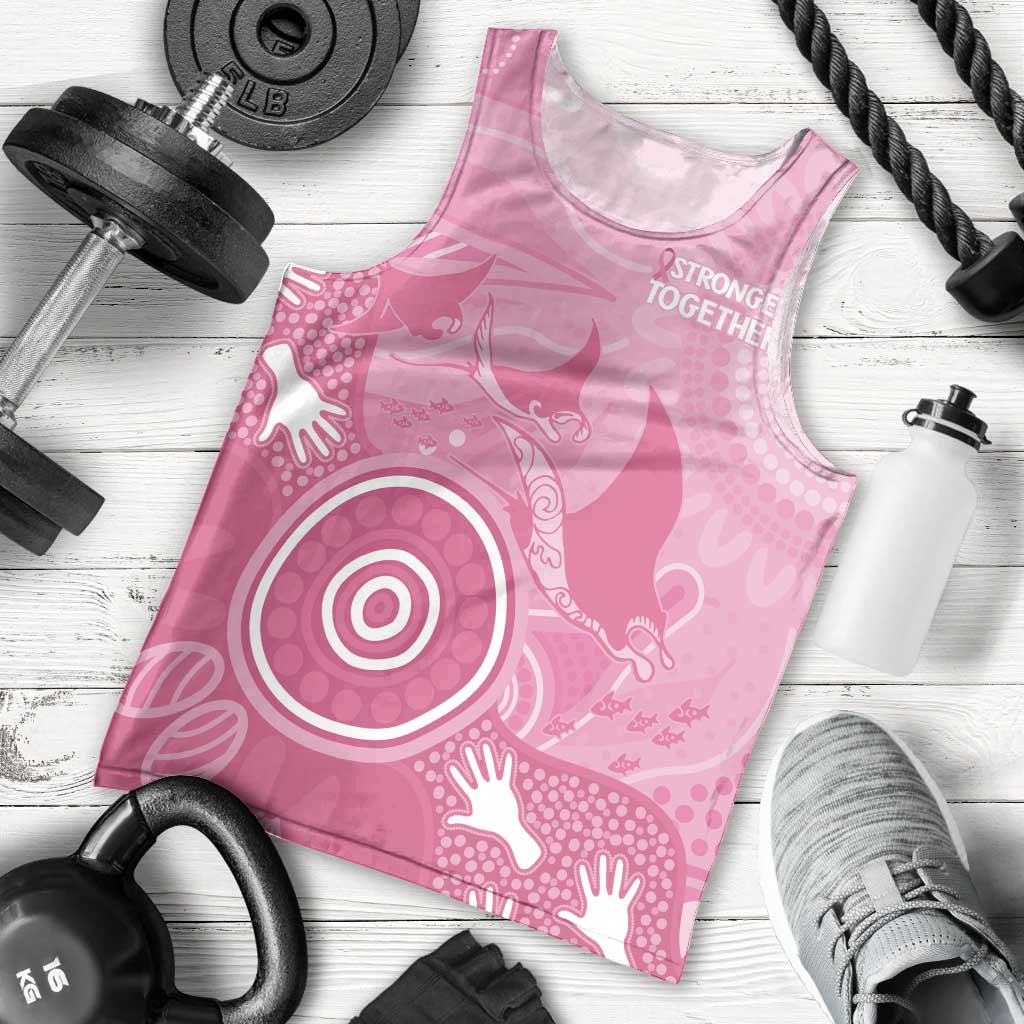 Australia Breast Cancer Awareness Men Tank Top Pink Ribbon Manta Ray Aboriginal Art - Aussie Hoodie