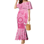 Australia Breast Cancer Awareness Mermaid Dress Pink Ribbon Manta Ray Aboriginal Art - Aussie Hoodie