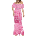 Australia Breast Cancer Awareness Mermaid Dress Pink Ribbon Manta Ray Aboriginal Art - Aussie Hoodie