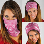 Australia Breast Cancer Awareness Neck Gaiter Pink Ribbon Manta Ray Aboriginal Art - Aussie Hoodie