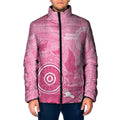 Australia Breast Cancer Awareness Padded Jacket Pink Ribbon Manta Ray Aboriginal Art - Aussie Hoodie