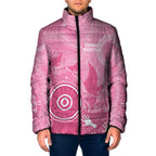 Australia Breast Cancer Awareness Padded Jacket Pink Ribbon Manta Ray Aboriginal Art - Aussie Hoodie