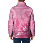 Australia Breast Cancer Awareness Padded Jacket Pink Ribbon Manta Ray Aboriginal Art - Aussie Hoodie