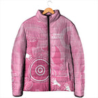 Australia Breast Cancer Awareness Padded Jacket Pink Ribbon Manta Ray Aboriginal Art - Aussie Hoodie
