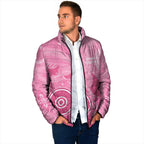 Australia Breast Cancer Awareness Padded Jacket Pink Ribbon Manta Ray Aboriginal Art - Aussie Hoodie