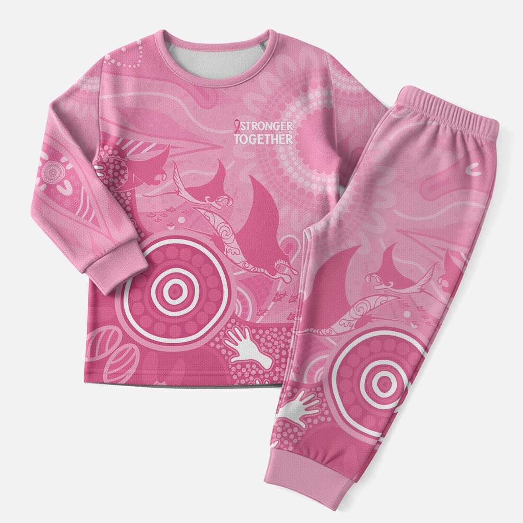 Australia Breast Cancer Awareness Christmas Pajama Set Pink Ribbon Manta Ray Aboriginal Art - Aussie Hoodie