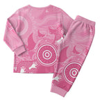 Australia Breast Cancer Awareness Christmas Pajama Set Pink Ribbon Manta Ray Aboriginal Art - Aussie Hoodie