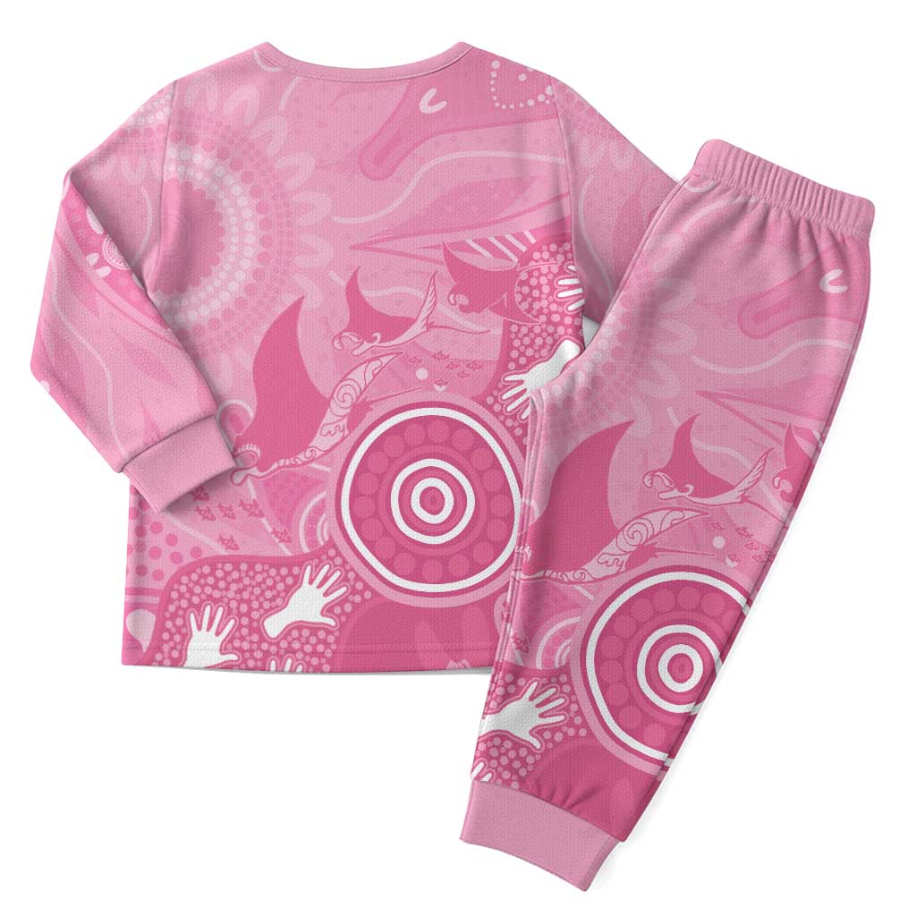 Australia Breast Cancer Awareness Christmas Pajama Set Pink Ribbon Manta Ray Aboriginal Art - Aussie Hoodie