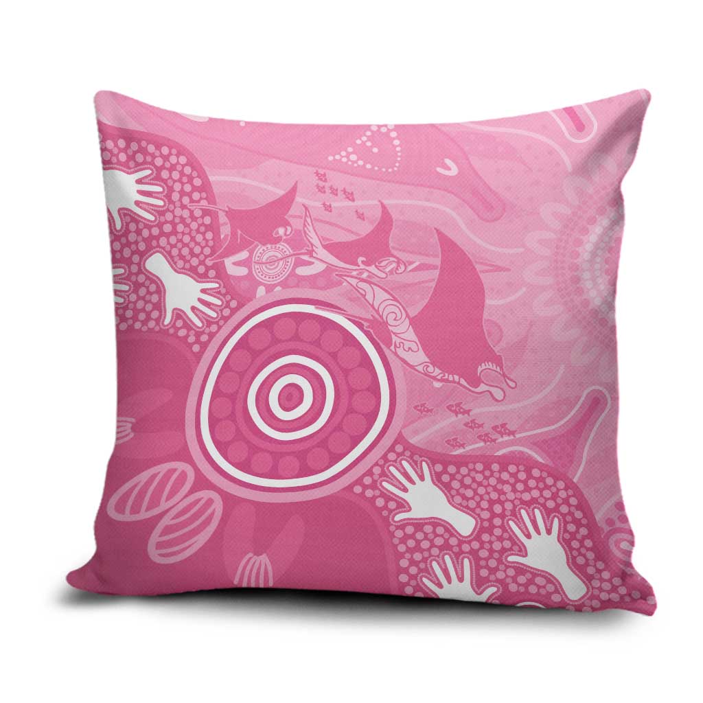 Australia Breast Cancer Awareness Pillow Cover Pink Ribbon Manta Ray Aboriginal Art - Aussie Hoodie